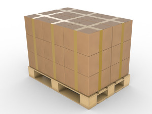 Many Boxes on Shipping Pallet, Isolated.